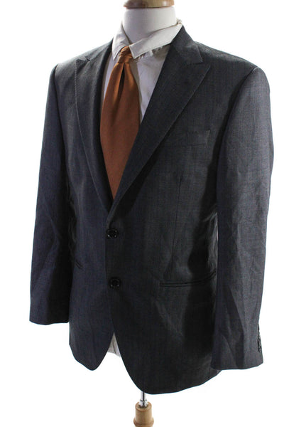 Coppley Mens Texture Long Sleeve Buttoned Collared Darted Blazer Gray Size EUR44