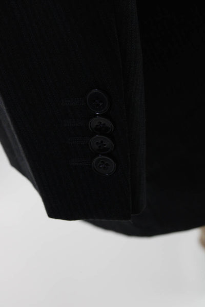 Ermenegildo Zegna Mens Wool Striped Button Collared Blazer Dark Gray Size EUR50