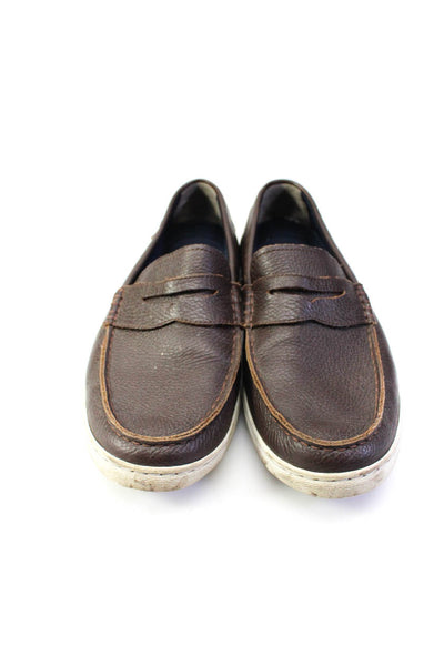 Cole Haan Grand.OS Mens Grained Leather Casual Penny Loafers Brown Size 10M