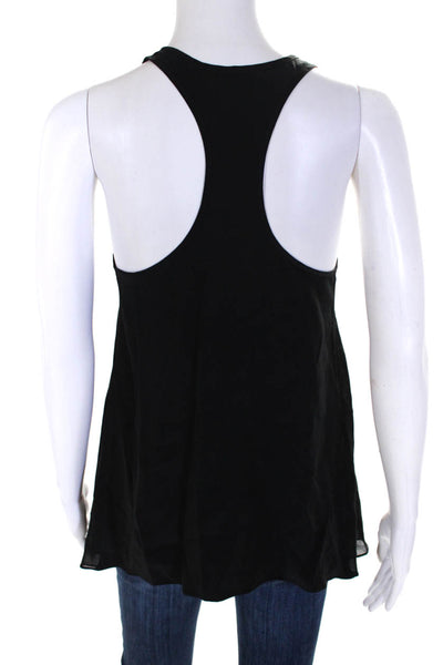 Kiki De Montparnasse Womens Scoop Neck Sheer Back Silk Tank Top Black Size Small