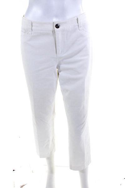 Ecru Women's Mid Rise Cotton Button Up Capri Straight Leg Pants White Size 12