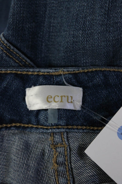 Ecru Women's Low Rise Denim Suede Detail Distressed Skinny Jeans Blue Size 38