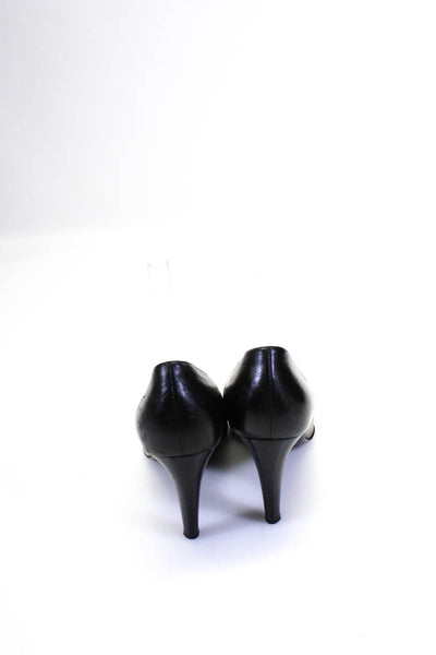 Escada Womens Square Toe Slip On Stiletto Pumps Black Leather Size 38 8