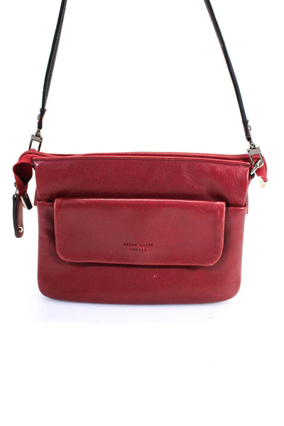 Bruno Rossi Firenze Women's Leather Zip Closure Crossbody Handbag Red