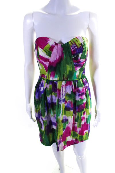 Shoshanna Women's Strapless Flare Hem Mini Dress Multicolor Size 2