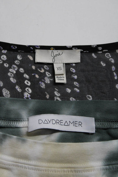 Daydreamer LA Joie Womens Long Sleeve Tie Dye Dotted Shirts White Black XS Lot 2