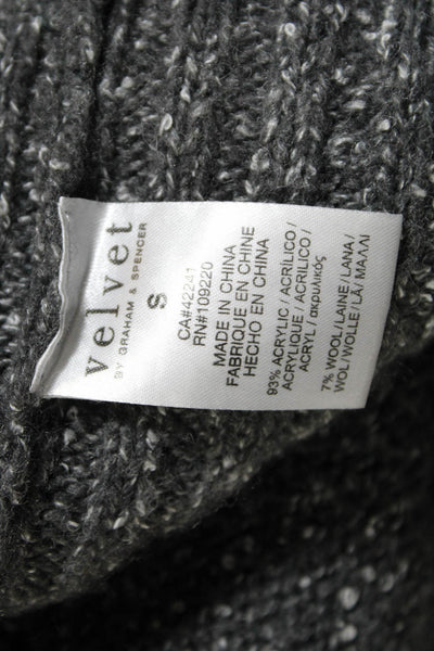 Velvet Womens Open Front Knit Fringed Long Sleeved Cardigan Sweater Gray Size S