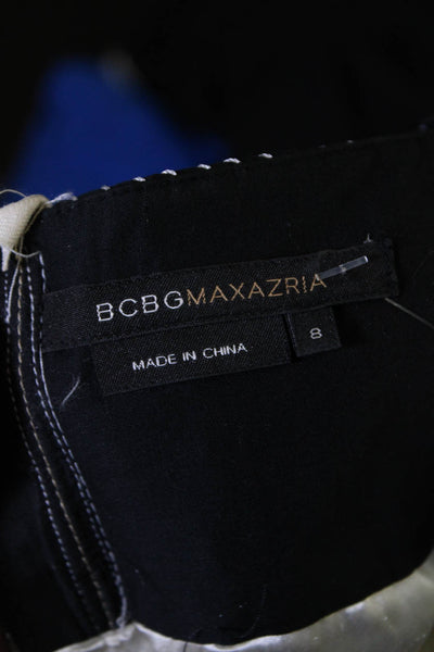 BCBGMAXAZRIA Womens Cotton Floral Print Empire Waist Dress White Black Size 8