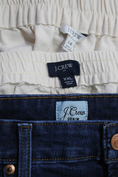 J Crew Womens Shorts Jeans Beige Blue Size 14 Extra Extra Large 32 Tall Lot 3