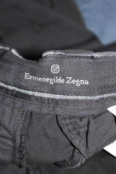 Ermenegildo Zenga Men's Cotton Chino Straight Leg Pants Black Size 36
