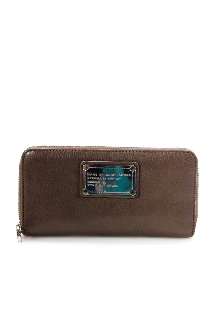 Marc By Marc Jacobs Womens Leather Zip Around Card Holder Gray