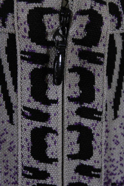 Herve Leger Women's Sleeveless Crew Neck Printed Fit& Flare Midi Dress Purple S
