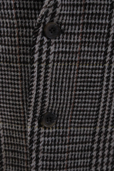 Norman Hilton Mens Plaid Two Button Blazer Jacket Brown Size 44 Regular
