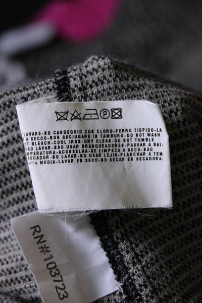 Armani Collezioni Womens Wool Geometric Print Blazer Jacket Beige Black Size 14