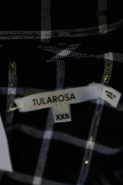 Tularosa Womens Plaid Beaded  Long Sleeved V Neck Mini Dress Black Size XXS
