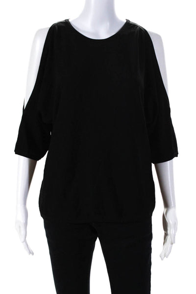 Milly Womens Cold Shoulder Crew Neck Pullover Sweater Black Size Medium
