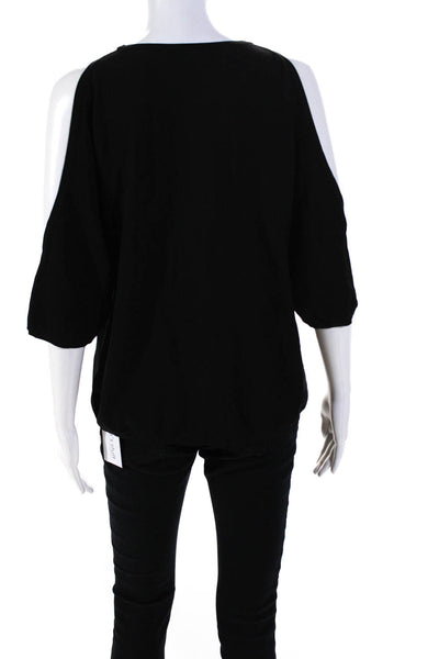 Milly Womens Cold Shoulder Crew Neck Pullover Sweater Black Size Medium