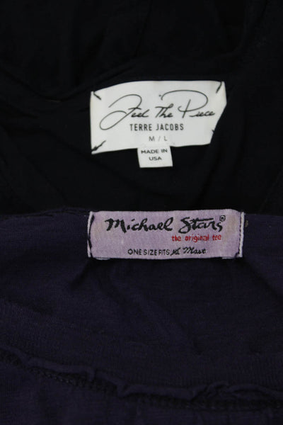 Michael Stars Feel The Piece Womens Tee Shirts Purple Size One Size Medium Lot 2