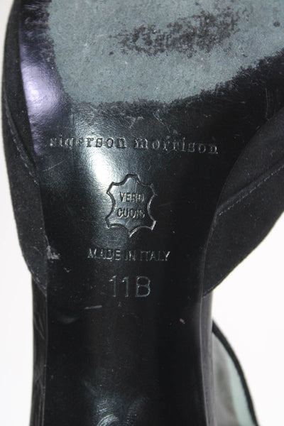 Sigerson Morrison Womens Suede Ankle Strap Pumps Black Size 11 B