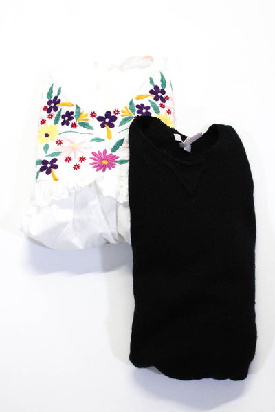 Joie Zara Trafaluc Womens Crew Neck Sweater Blouse Black White Size S XS Lot 2