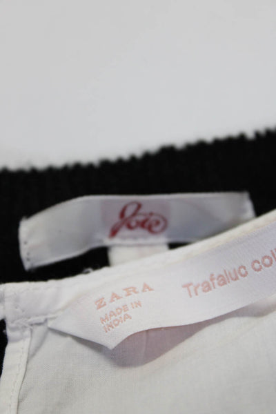Joie Zara Trafaluc Womens Crew Neck Sweater Blouse Black White Size S XS Lot 2