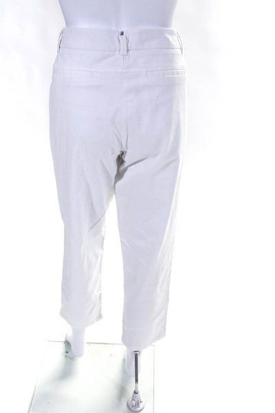 Ecru Women's Flat Front  Four Pockets Dress Straight Leg Pant White Size 34