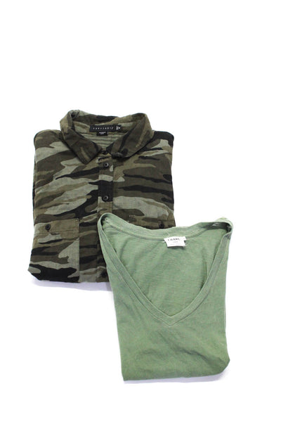 Frame Sanctuary Womens Cami Button Up Blouse Tee Shirt Green Size Medium Lot 2