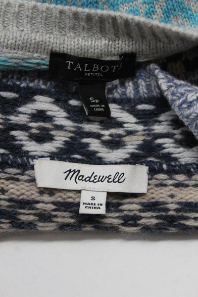Madewell Talbots Womens Geometric V-Neck Pullover Sweater Blue Size S Sp Lot 2