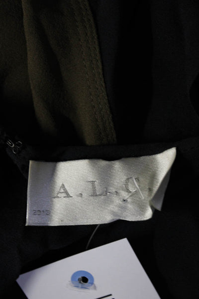 A.L.C. Womens Silk Colorblock Patchwork Sleeveless Keyhole Dress Green Size L