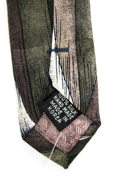 Pierre Balmain Mens Multicolor Silk Triangle Geometric Print Necktie Tie Size OS