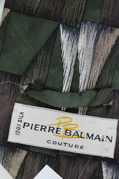 Pierre Balmain Mens Multicolor Silk Triangle Geometric Print Necktie Tie Size OS
