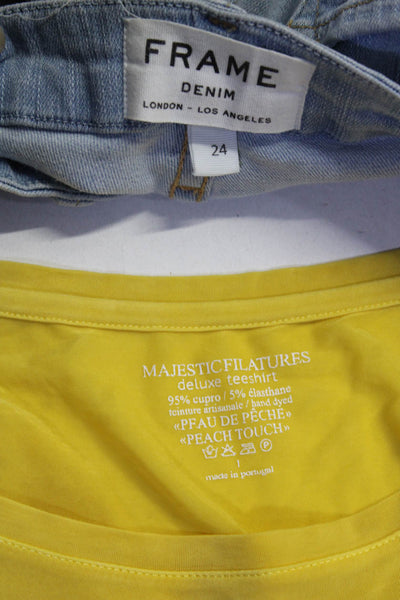 Majestic Filatures Frame Demim Womens Blouse Top Jeans Yellow Size 24 1 Lot 2