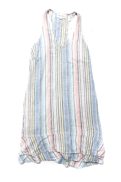 Joie Bella Dahl Womens Abstract Silk Shirt Striped Mini Dress Black XS S Lot 2