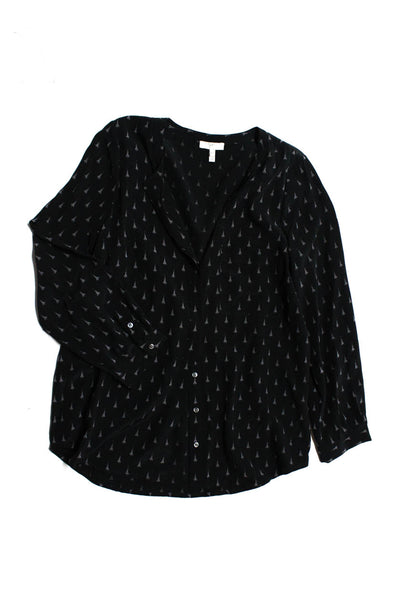 Joie Bella Dahl Womens Abstract Silk Shirt Striped Mini Dress Black XS S Lot 2