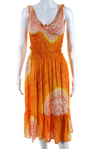 Cool Change Women's Printed Sleeveless A Line Midi Dress Orange Size L