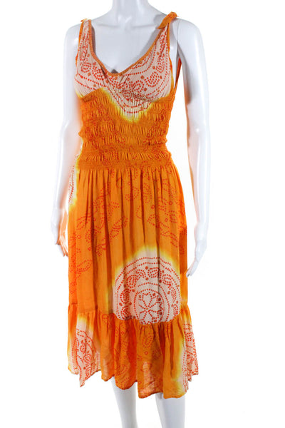 Cool Change Women's Printed Sleeveless A Line Midi Dress Orange Size L
