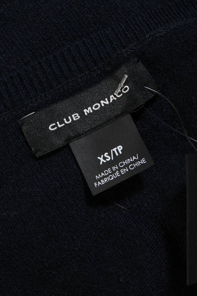 Club Monaco Women's V-Neck Long Sleeves Bodycon Mini Dress Navy Blue Size XS