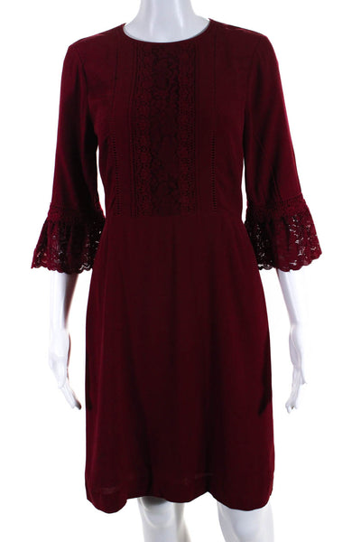 Draper James Women's Round Neck 3/4 Sleeves Fit & Flare Mini Dress Red Size 2
