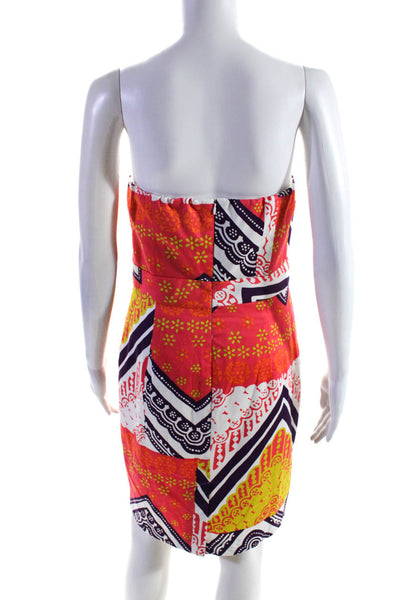 Trina Turk Womens Cotton Sweetheart Neck Mini Sheath Dress Multicolor Size 6