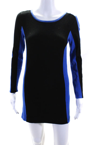 525 America Womens Color Block Long Sleeved Bodycon Mini Dress Blue Black Size S