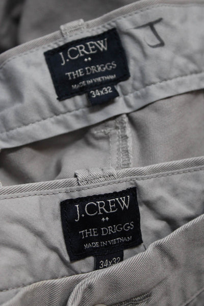 J Crew Mens 'The Driggs' Slim Straight Flat Khaki Pants Gray Size 34x32 Lot 2
