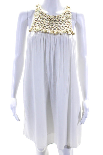 Lilly Pulitzer Womens Crochet Sleeveless Dress White Gold Size Extra Small
