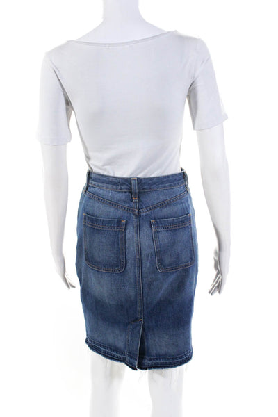 Rag & Bone Women's Button Down Dark Wash Denim Mini Skirt Blue Size S