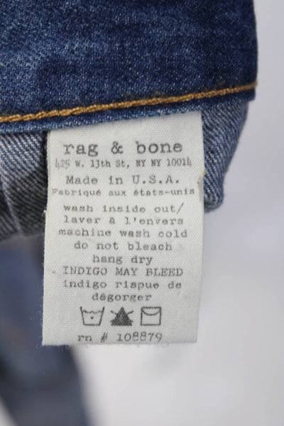 Rag & Bone Women's Button Down Dark Wash Denim Mini Skirt Blue Size S