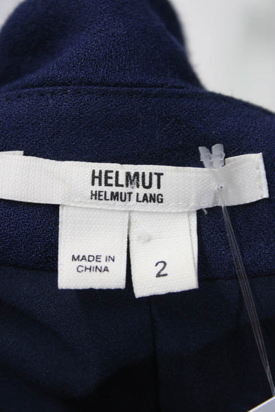 Helmut Helmut Lang Women's Short Sleeve V-Neck Wrap Midi Pencil Dress Blue 2