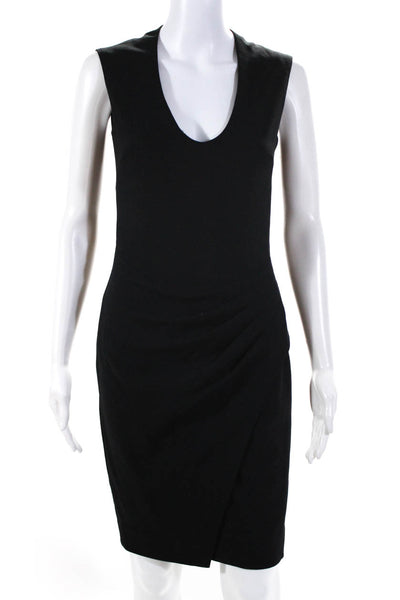 L'Agence Women's Sleeveless Zip Up Crew Neck Pencil Dress Black Size M