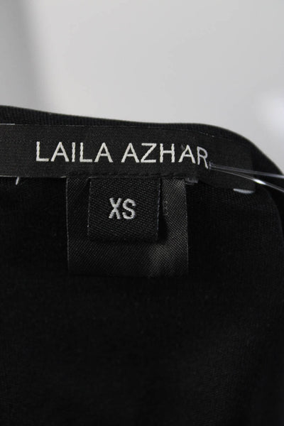 Laila Azhar Women's Cotton Sleeveless Crew Neck Mini Tank Dress Black Size XS