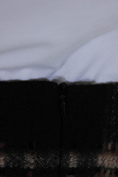 Nanette Lepore Women's Lined Wool Plaid Flounce Skirt Beige Black Size 2