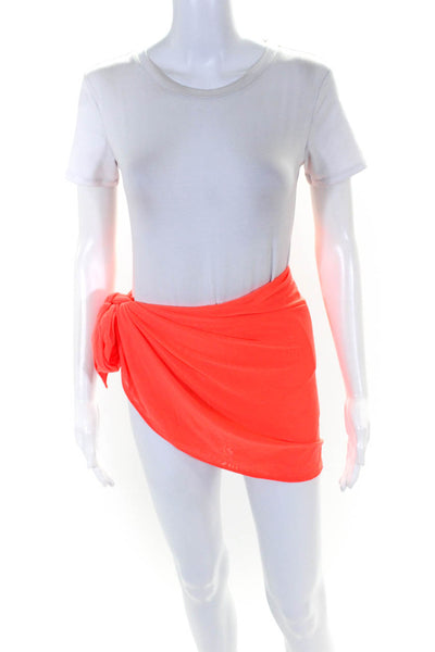Good American Womens Wrapped Tied Round Hem Mini Skirt Cover-Up Orange Size 0-4