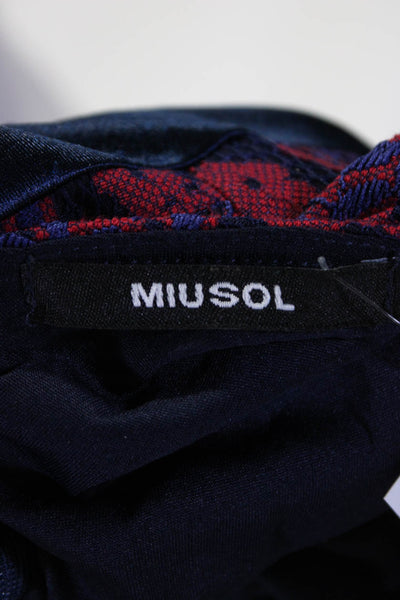 Miusol Womens Floral Lace Cap Sleeve Scoop Neck A-Line Dress Navy Blue Size L